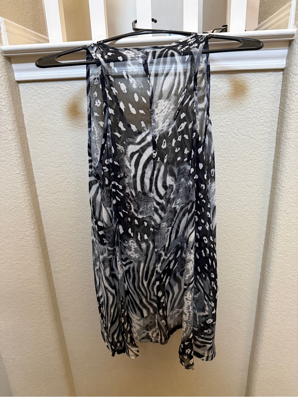 Cato Sheer Animal-Print Swim Coverup Vest - Black & White